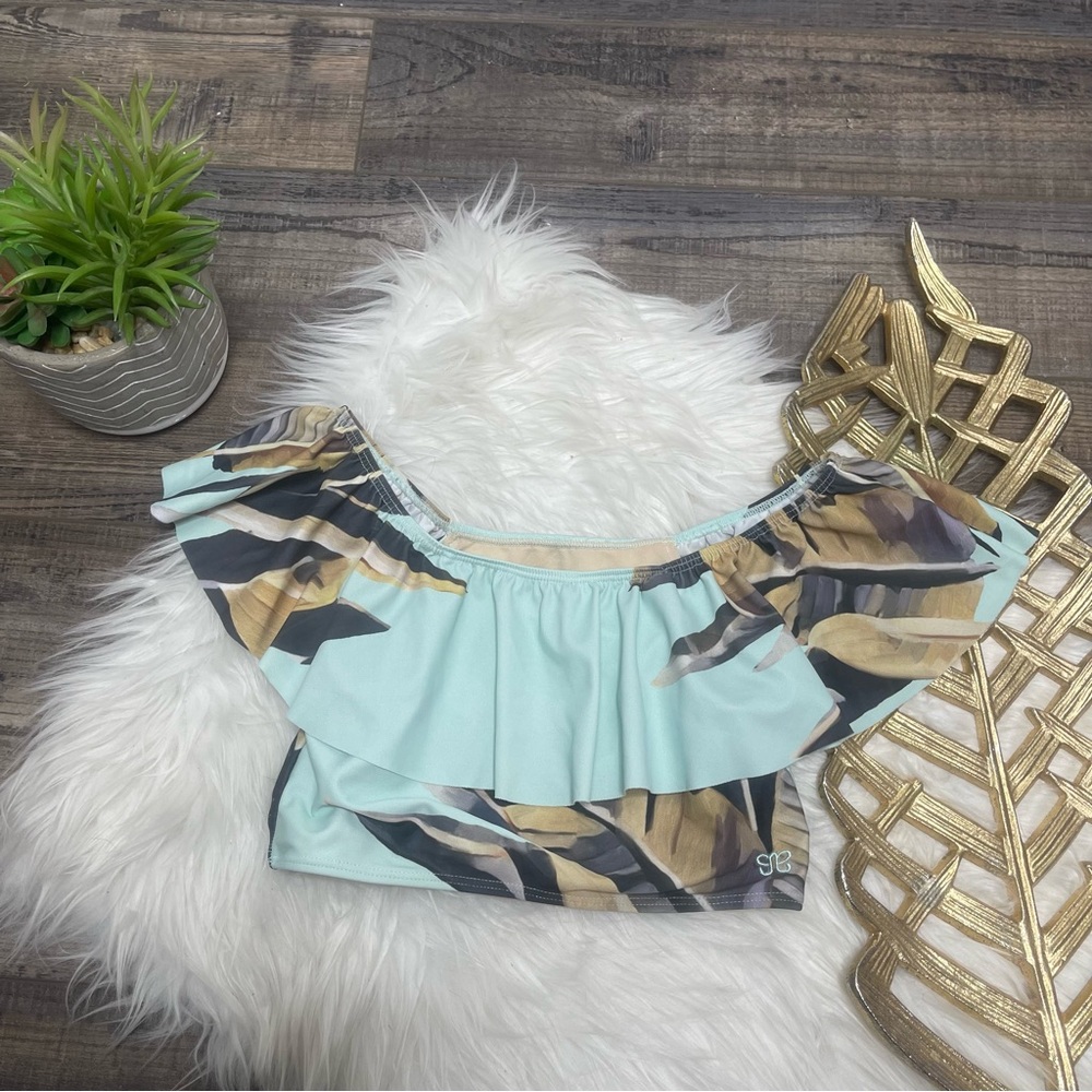 Albion Swim Ruffle Floral Crop Bikini Top